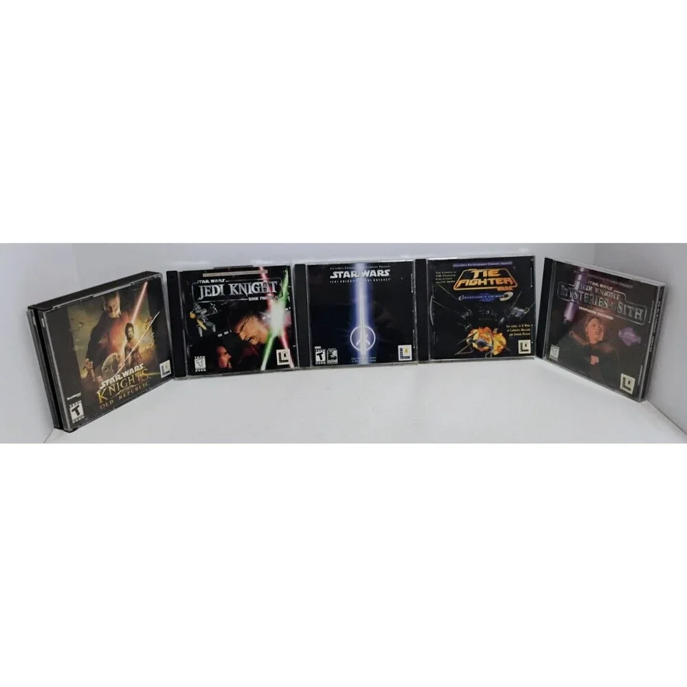STAR WARS PC 5 GAME LOT KOTOR JEDI OUTCAST TIE FIGHTER MYSTERIES OF THE SITH ETC
